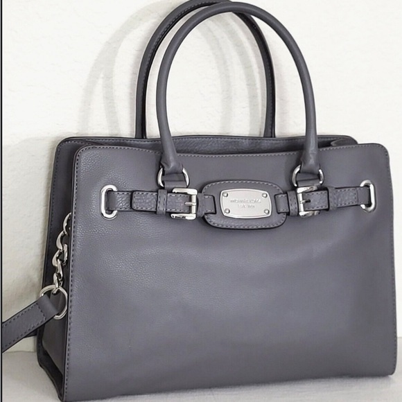 Michael Kors Handbags - Michael Kors Medium Gray Pebbled Leather Hamilton Handbag 10” x 15”